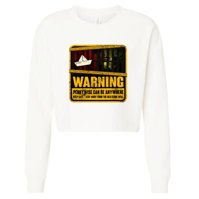 Warning Pennywise Can Be Anywhere Keep Safe Scary Horror Clown Halloween Cropped Pullover Crew