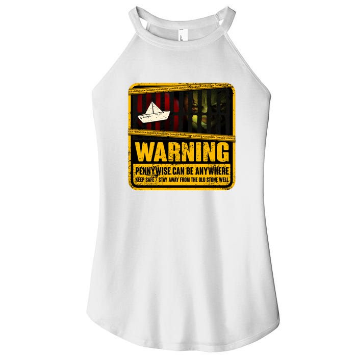 Warning Pennywise Can Be Anywhere Keep Safe Scary Horror Clown Halloween Women's Perfect Tri Rocker Tank