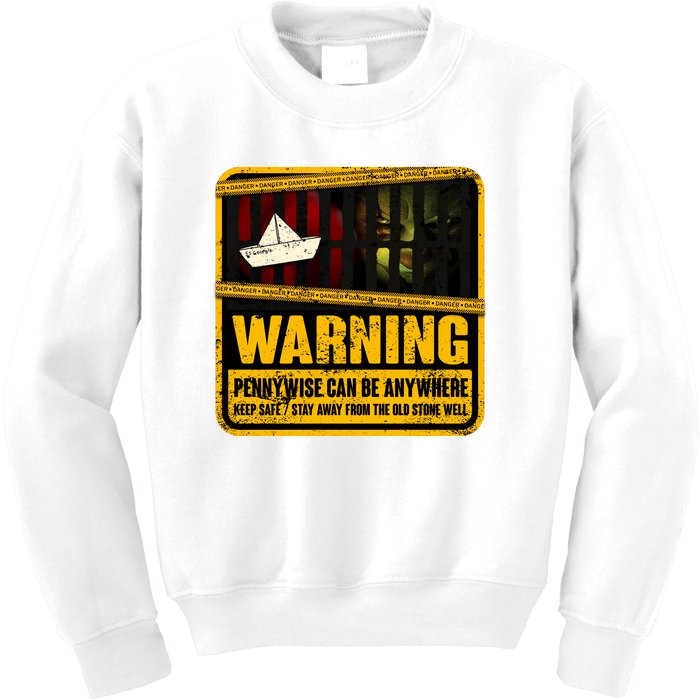 Warning Pennywise Can Be Anywhere Keep Safe Scary Horror Clown Halloween Kids Sweatshirt