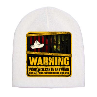 Warning Pennywise Can Be Anywhere Keep Safe Scary Horror Clown Halloween Short Acrylic Beanie