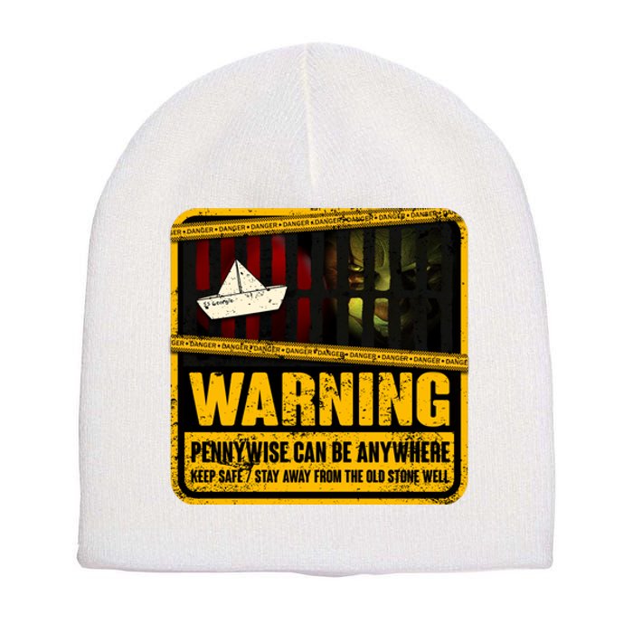 Warning Pennywise Can Be Anywhere Keep Safe Scary Horror Clown Halloween Short Acrylic Beanie