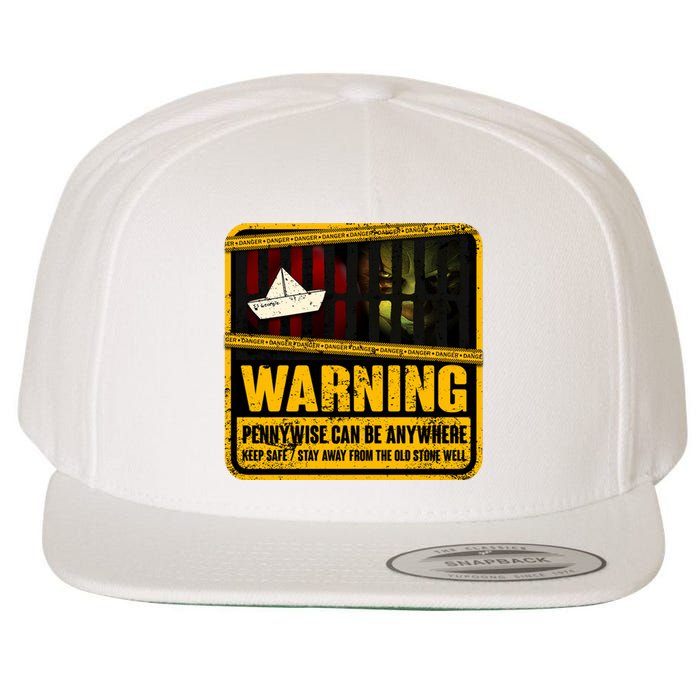 Warning Pennywise Can Be Anywhere Keep Safe Scary Horror Clown Halloween Wool Snapback Cap