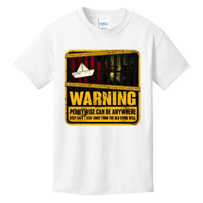 Warning Pennywise Can Be Anywhere Keep Safe Scary Horror Clown Halloween Kids T-Shirt