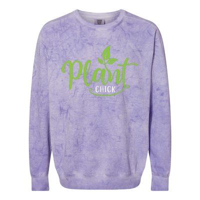 Womens Plant Chick Vegan Vegetarian Colorblast Crewneck Sweatshirt