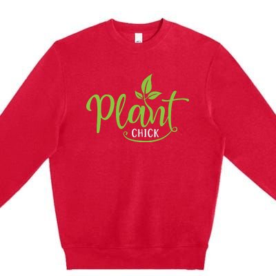 Womens Plant Chick Vegan Vegetarian Premium Crewneck Sweatshirt