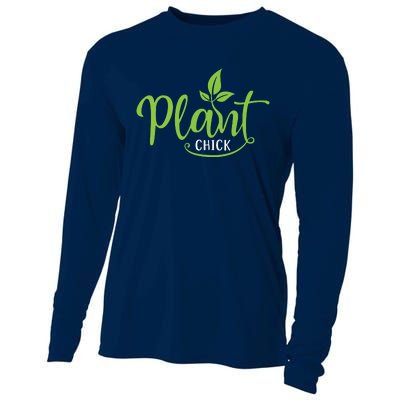 Womens Plant Chick Vegan Vegetarian Cooling Performance Long Sleeve Crew