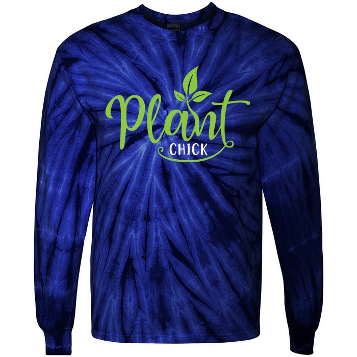 Womens Plant Chick Vegan Vegetarian Tie-Dye Long Sleeve Shirt