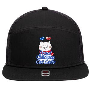 Women Proud Childless Cat Lady Patriotic Cute Kitty Gift 7 Panel Mesh Trucker Snapback Hat