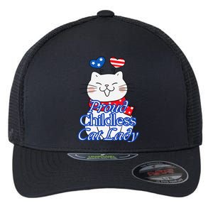 Women Proud Childless Cat Lady Patriotic Cute Kitty Gift Flexfit Unipanel Trucker Cap