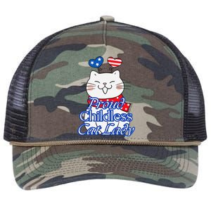 Women Proud Childless Cat Lady Patriotic Cute Kitty Gift Retro Rope Trucker Hat Cap