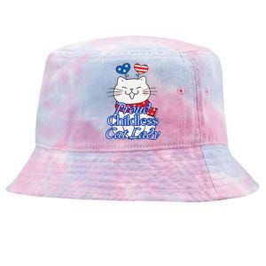 Women Proud Childless Cat Lady Patriotic Cute Kitty Gift Tie-Dyed Bucket Hat