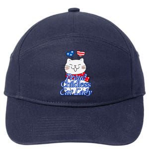 Women Proud Childless Cat Lady Patriotic Cute Kitty Gift 7-Panel Snapback Hat