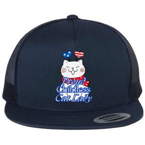 Women Proud Childless Cat Lady Patriotic Cute Kitty Gift Flat Bill Trucker Hat