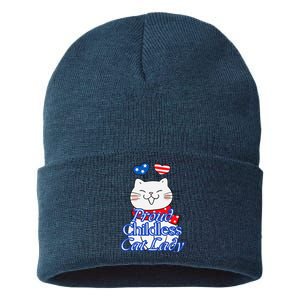 Women Proud Childless Cat Lady Patriotic Cute Kitty Gift Sustainable Knit Beanie