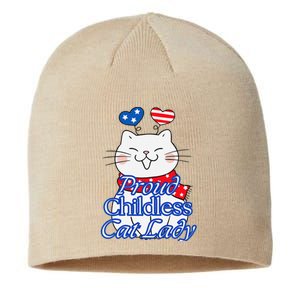 Women Proud Childless Cat Lady Patriotic Cute Kitty Gift Sustainable Beanie