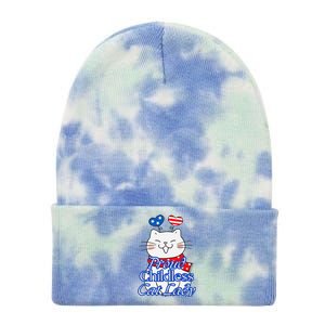 Women Proud Childless Cat Lady Patriotic Cute Kitty Gift Tie Dye 12in Knit Beanie