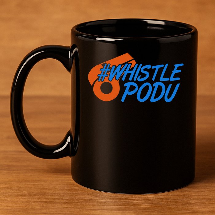 Whistle Podu Chennai Cricket Yellow Small 11oz C Handle Ceramic Mug