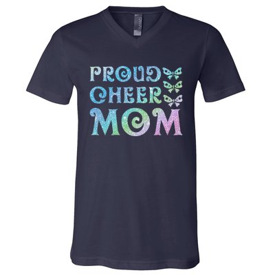 Womens Proud Cheer Mom Mothers Women's Day V-Neck T-Shirt