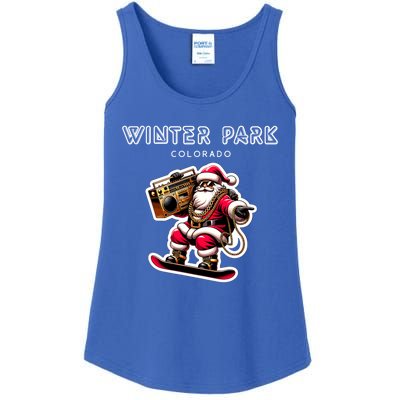 Winter Park Colorado Christmas Snowboard Santa Claus Funny Gift Ladies Essential Tank