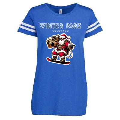 Winter Park Colorado Christmas Snowboard Santa Claus Funny Gift Enza Ladies Jersey Football T-Shirt