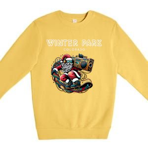 Winter Park Colorado Cool Snowboard Christmas Santa Gift Premium Crewneck Sweatshirt