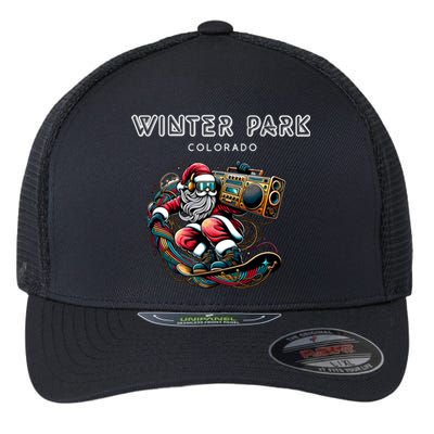 Winter Park Colorado Cool Snowboard Christmas Santa Gift Flexfit Unipanel Trucker Cap