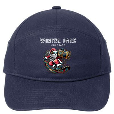 Winter Park Colorado Cool Snowboard Christmas Santa Gift 7-Panel Snapback Hat