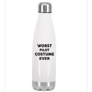 Worst Pilot Costume Ever Halloween Simple Pilots Gift Stainless Steel Insulated Water Bottle