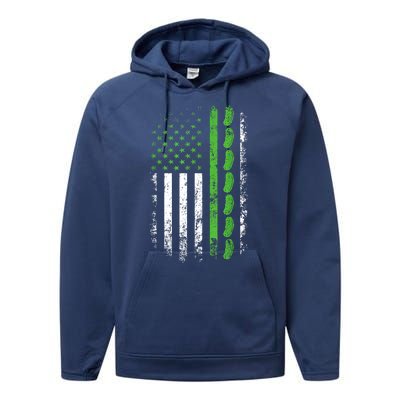 Women Pickle Cucumber Us American Flag For Pickle Lovers Gift Performance Fleece Hoodie