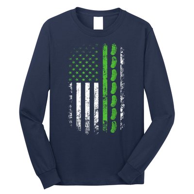 Women Pickle Cucumber Us American Flag For Pickle Lovers Gift Long Sleeve Shirt