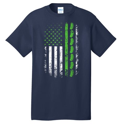 Women Pickle Cucumber Us American Flag For Pickle Lovers Gift Tall T-Shirt