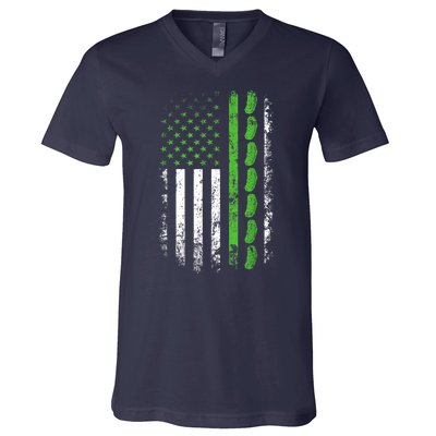 Women Pickle Cucumber Us American Flag For Pickle Lovers Gift V-Neck T-Shirt