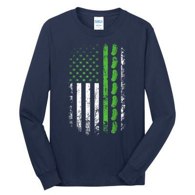 Women Pickle Cucumber Us American Flag For Pickle Lovers Gift Tall Long Sleeve T-Shirt