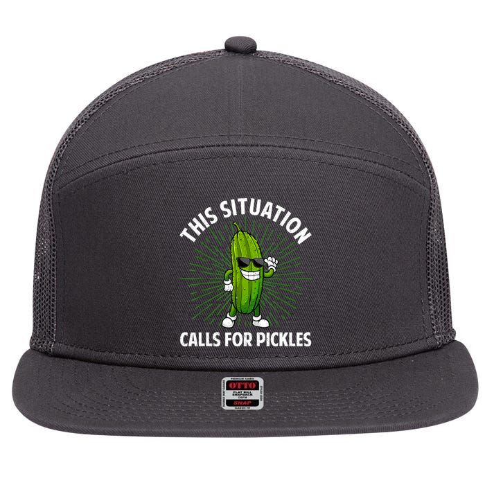 Women Pickle Cucumber Dill Pickle Lover Gift 7 Panel Mesh Trucker Snapback Hat