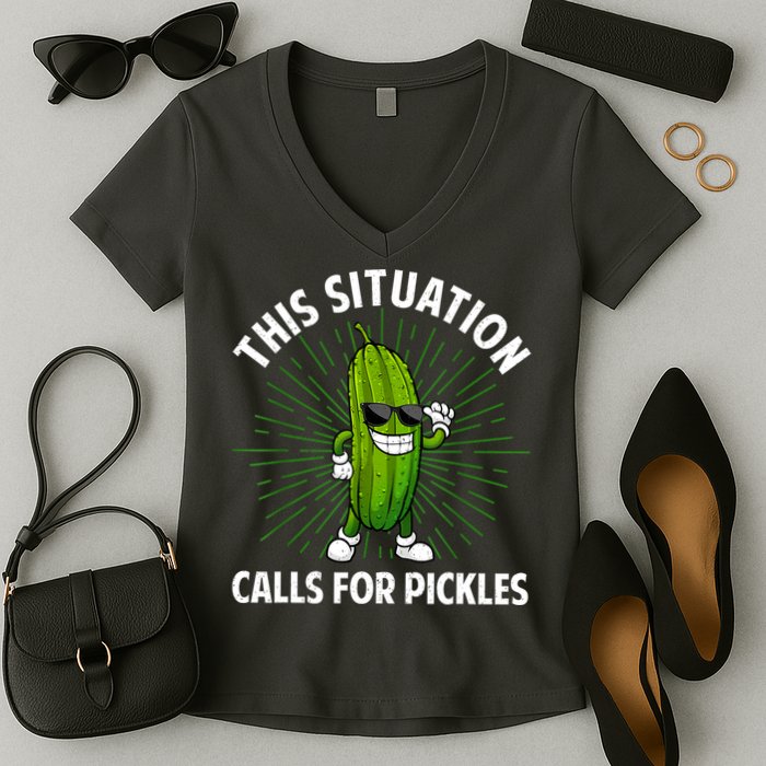 Women Pickle Cucumber Dill Pickle Lover Gift Women's V-Neck T-Shirt