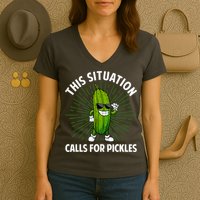 Women Pickle Cucumber Dill Pickle Lover Gift Women's V-Neck T-Shirt