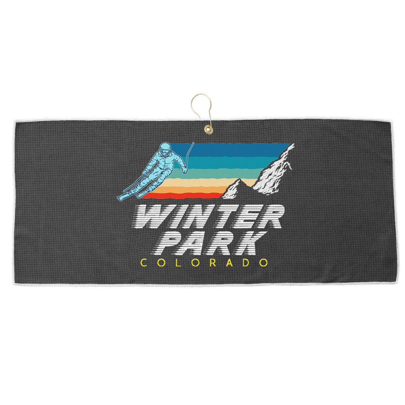 Winter Park Colorado Usa Ski Resort 1980s Retro Large Microfiber Waffle Golf Towel