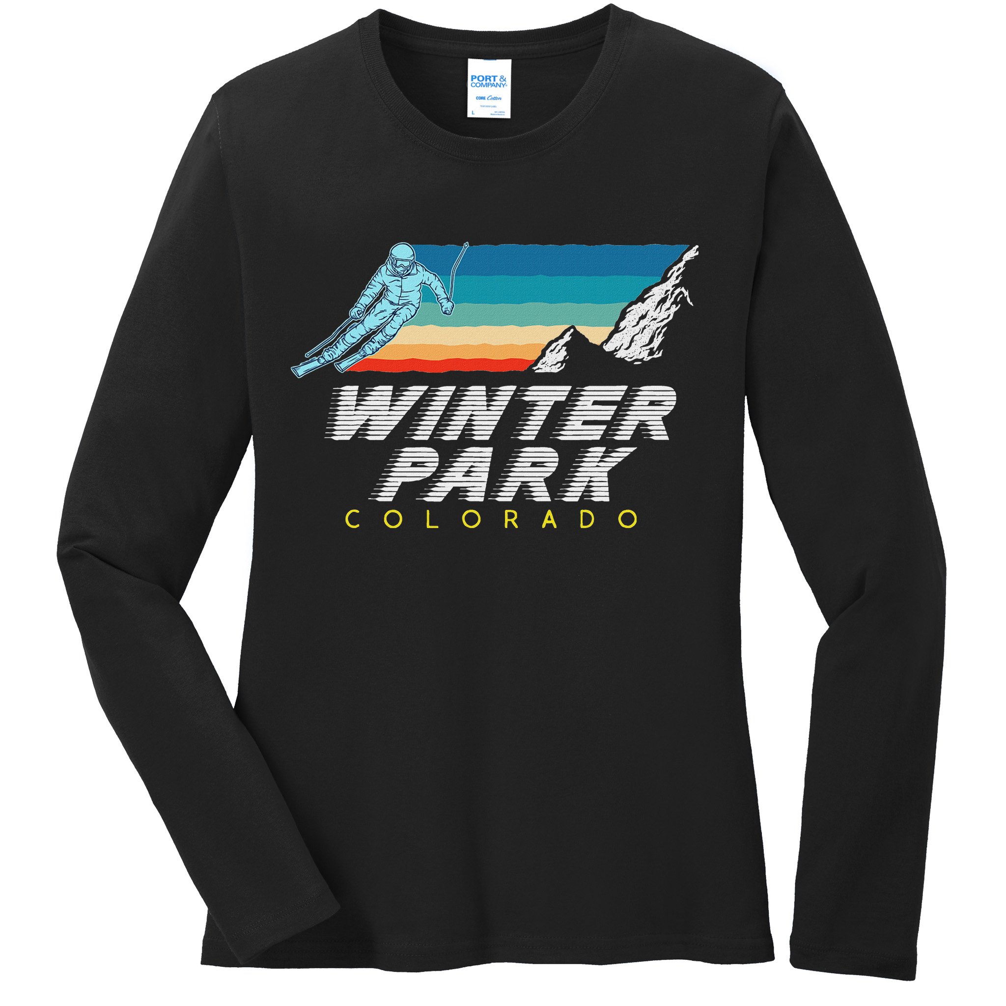 Winter Park Colorado Usa Ski Resort 1980s Retro Ladies Long Sleeve Shirt