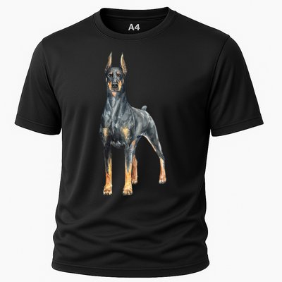 Watercolor Portrait Doberman Pinscher For Dog Owners Performance Shirt