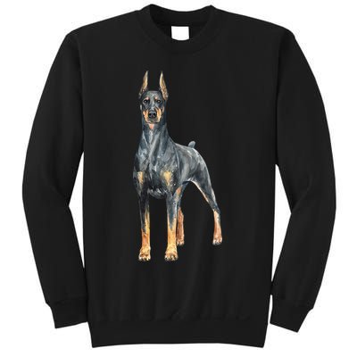 Watercolor Portrait Doberman Pinscher For Dog Owners Sweatshirt