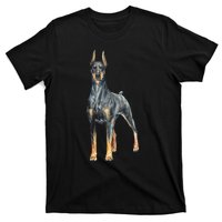 Watercolor Portrait Doberman Pinscher For Dog Owners T-Shirt