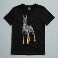 Watercolor Portrait Doberman Pinscher For Dog Owners T-Shirt