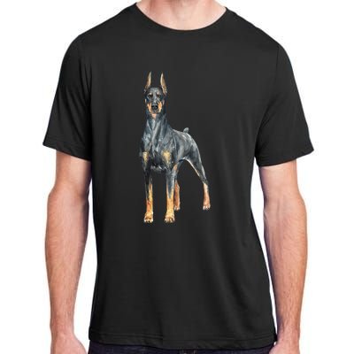 Watercolor Portrait Doberman Pinscher For Dog Owners Adult ChromaSoft Performance T-Shirt