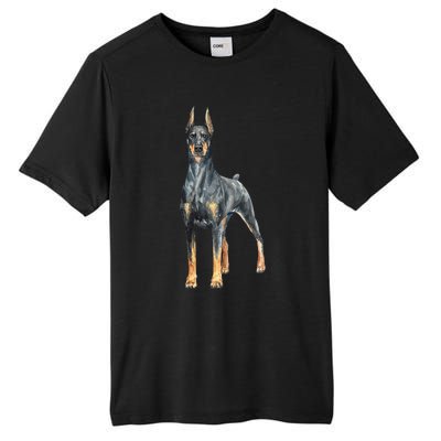 Watercolor Portrait Doberman Pinscher For Dog Owners Tall Fusion ChromaSoft Performance T-Shirt