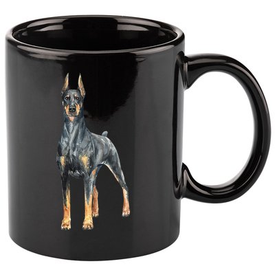 Watercolor Portrait Doberman Pinscher For Dog Owners 11oz C Handle Ceramic Mug