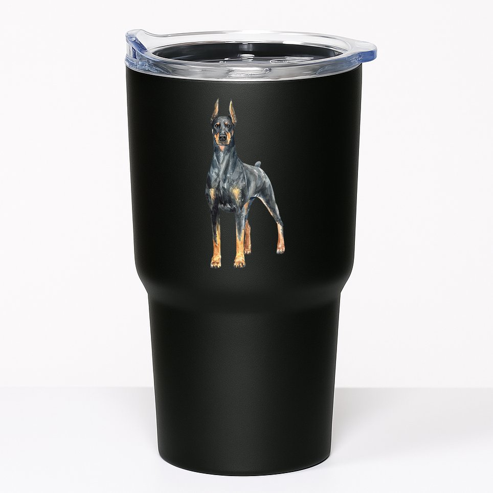 Watercolor Portrait Doberman Pinscher For Dog Owners Tumbler