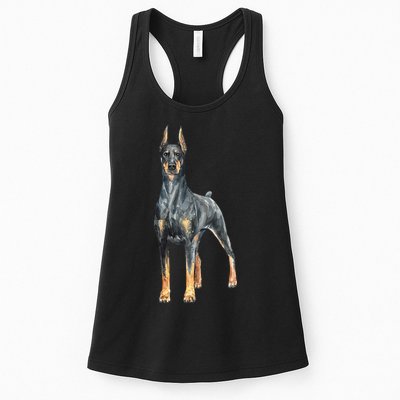 Watercolor Portrait Doberman Pinscher For Dog Owners Womens Tank Top