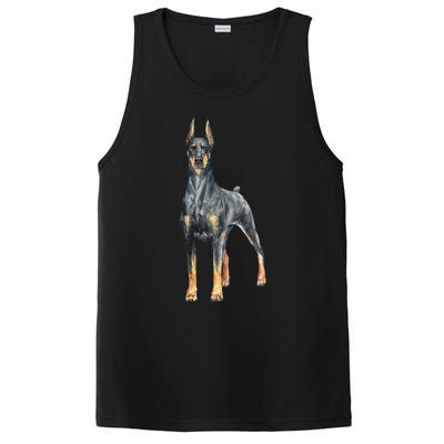 Watercolor Portrait Doberman Pinscher For Dog Owners PosiCharge Competitor Tank