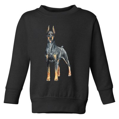 Watercolor Portrait Doberman Pinscher For Dog Owners Toddler Sweatshirt