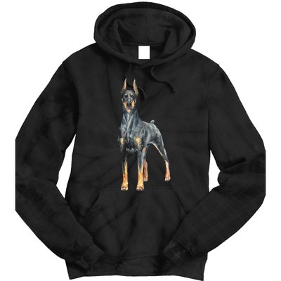 Watercolor Portrait Doberman Pinscher For Dog Owners Tie Dye Hoodie